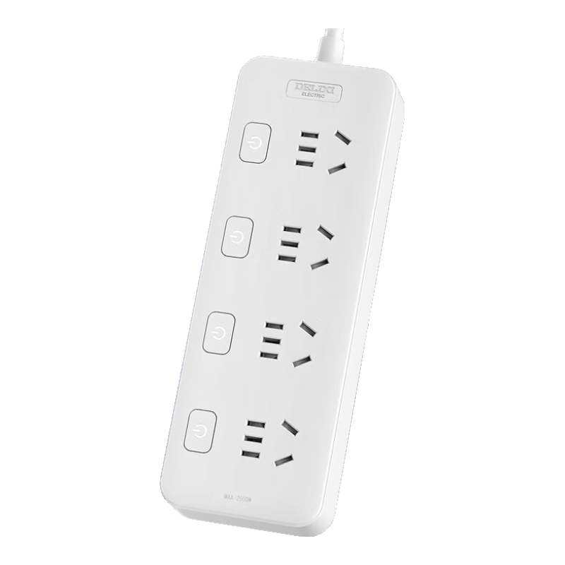 DELIXI 3C Certified National Standard Power Strip with Switches/Outlets/Extension Cord/Power Board/Power Strip/Power Bar/Extension Board, 4 Outlets with Individual Control, Total Length 3 Meters