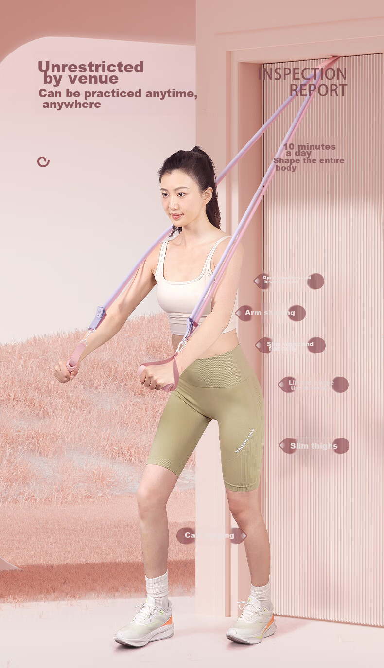 CALLIVEN Women's Back-Opening Pull Rope, Elastic Band for Chest Expansion, Home Use Back Shaper, Multi-Functional Training Device with 200 Lbs + Handle 3