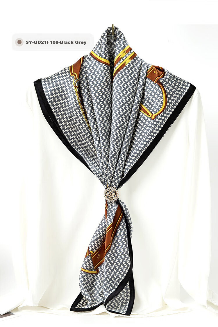 Sijie [Boutique Exclusive] Heavyweight Pure Silk Scarf, 100% Mulberry Silk Large Square Scarf with Print Shawl, Mid-Autumn Festival Gift 23