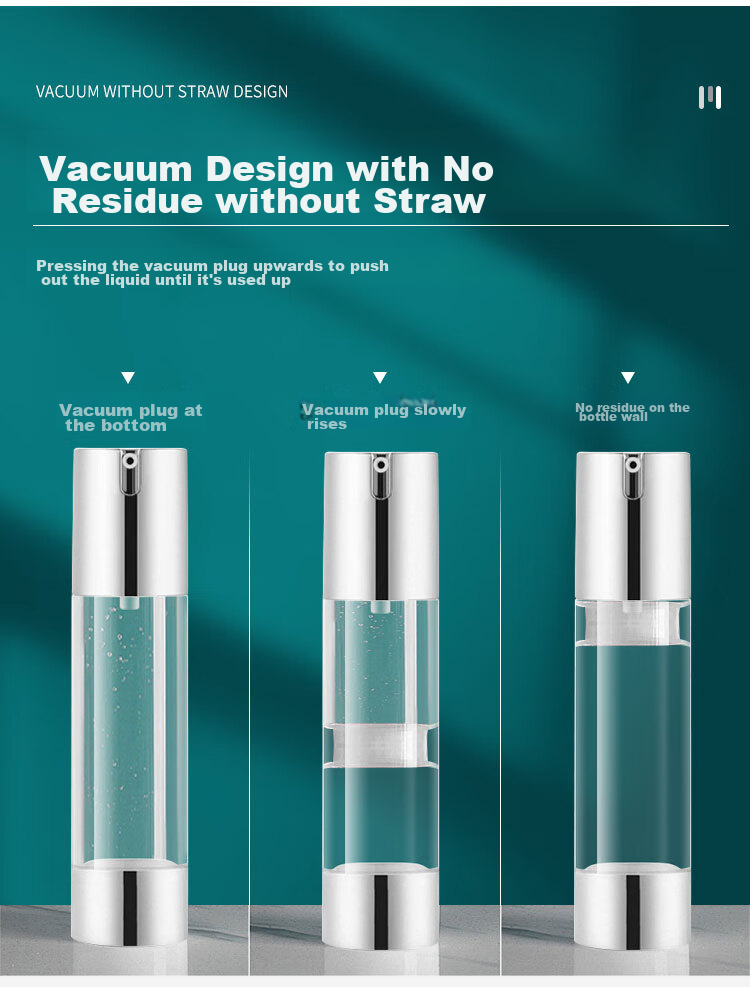 UPLUS Flow Light Series Travel Vacuum Dispensing Bottle Set, 50ml*2, Lotion Bottle, Pump Bottle, Empty Bottle 3