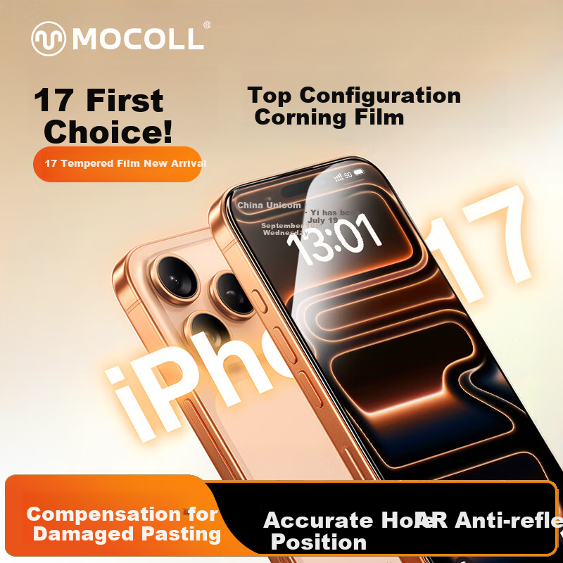 Защитное стекло MOCOLL для iPhone 17 Pro Max, Corning AR, антибликовое, HD, пыленепроницаемое, с сеткой для динамика, против отпечатков пальцев