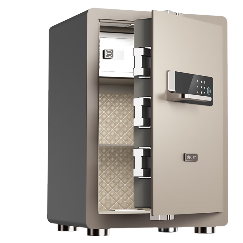 Deli Fingerprint Password Safe Home Office Certified New National Standard Small Anti-theft Bedside Storage Cabinet German Design 60cm AE504