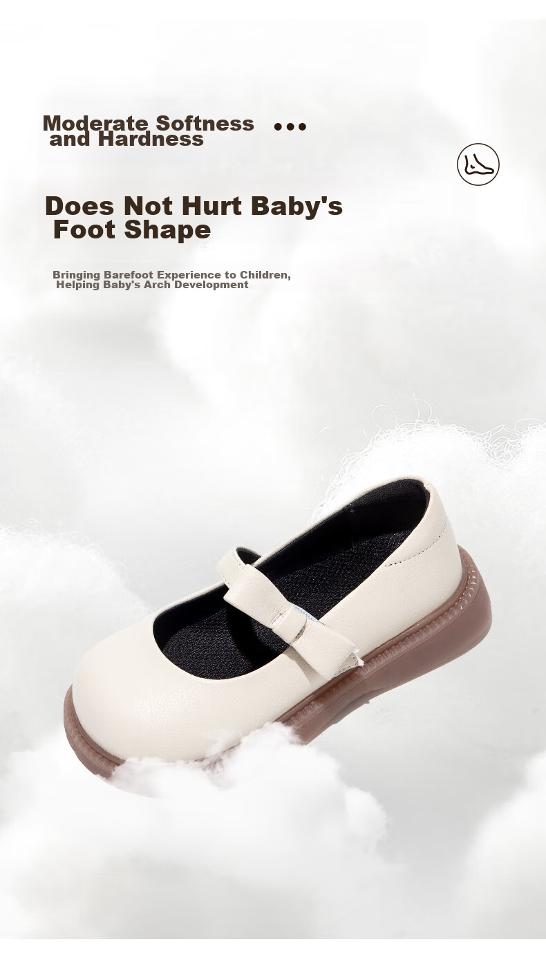 Wuma Girls' Leather Shoes, Princess Shoes, 2026 New Spring And Autumn Style, Soft-Soled British-Inspired Spring Performance Black Flats for Little Girls, Children's Single Shoes 3