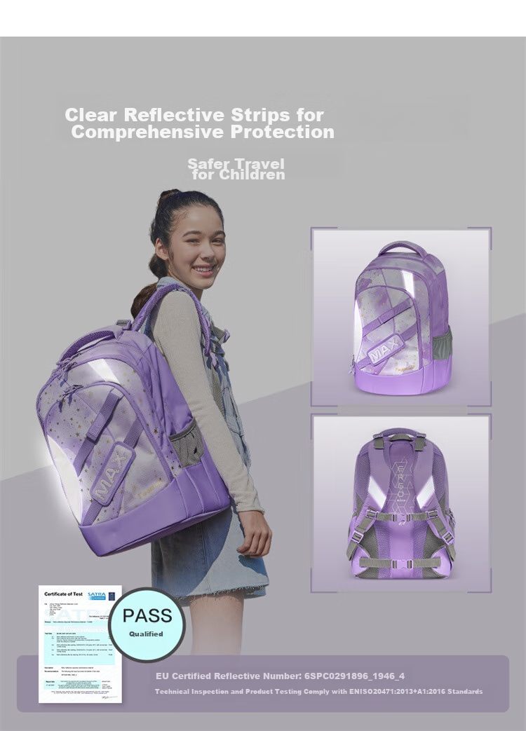 TigerFamily Middle School And High School Student Backpack for Grades 5-9, Spine-Protecting And Load-Reducing Double Shoulder Bag for Boys And Girls 13