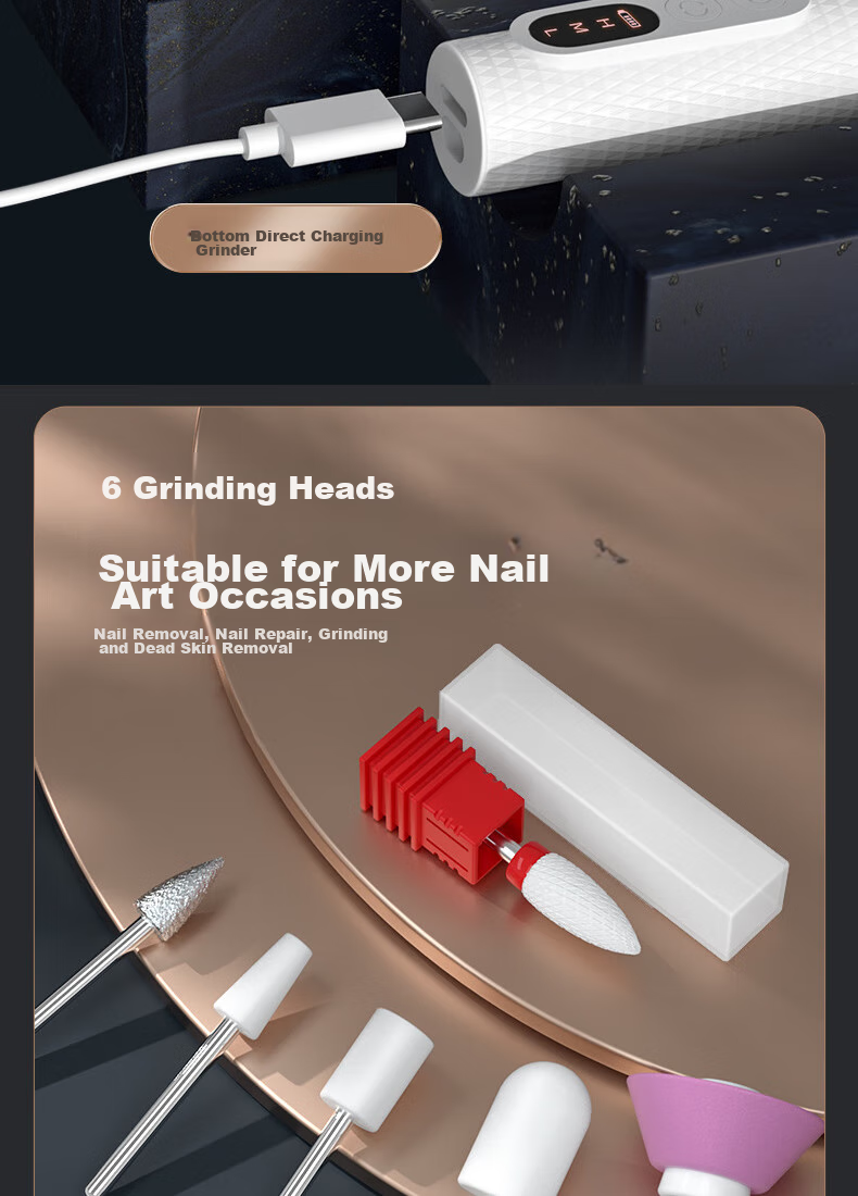 Yushangjiaren Nail Drill Machine, Electric Grinding Tool, Manicure Instrument, Nail Remover, Polishing Tool, Rechargeable with 12 Heads 11