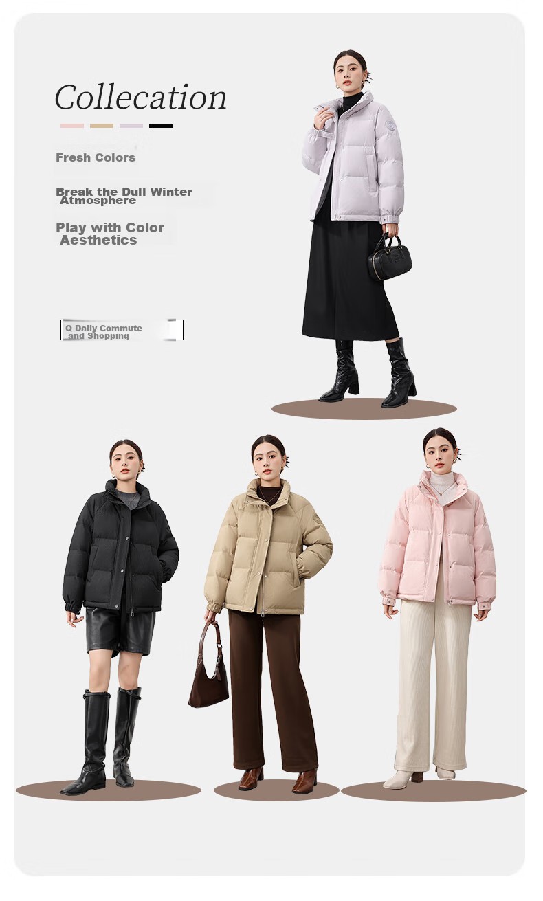 Yalu Short down Jacket for Women, 2026 New Fashion Stand Collar Petite Thick Warm Puffer Coat Autumn Winter Outerwear 4