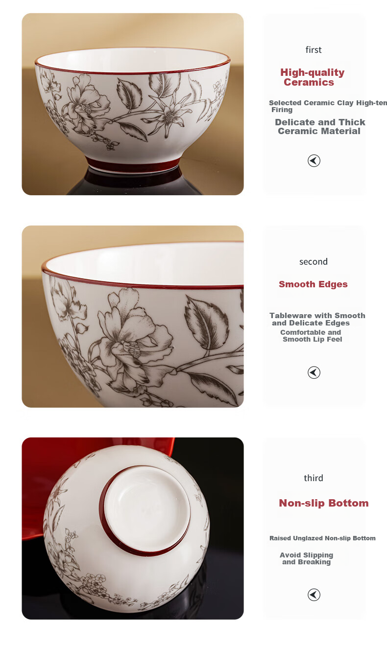 Jiwusenlin Red Gift Box Set of Tableware, Housewarming Gift, Moving Present, Engagement Or Wedding Gift, 10 Pieces 11