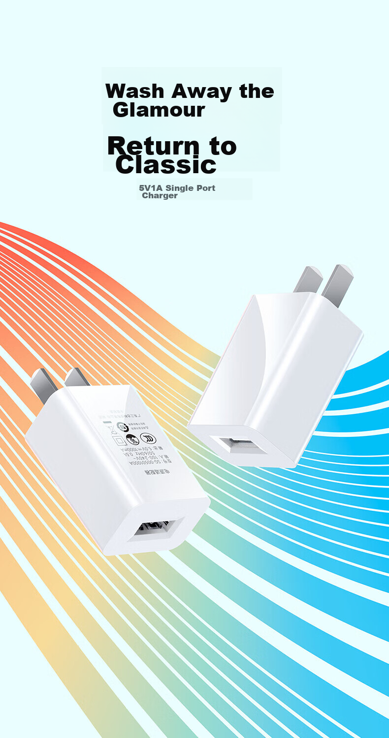 BIAZE 5V1A Charger, Three-In 100W Braided Data Cable, USB Fast Charging Head, Suitable for Apple, Huawei, Xiaomi, Vivo, OPPO Phones, Smartwatches, Bracelets, Bluetooth Earphones, Small Fa 1