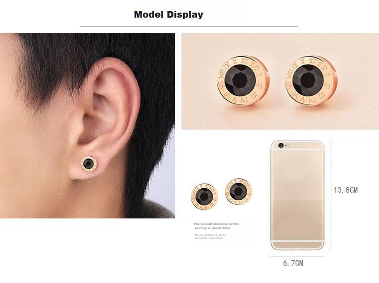 JOLEE S925 Silver Rose Gold Crystal Stud Earrings, Fashionable Couple's Jewelry, Gift for Men, One Item One Certificate 6