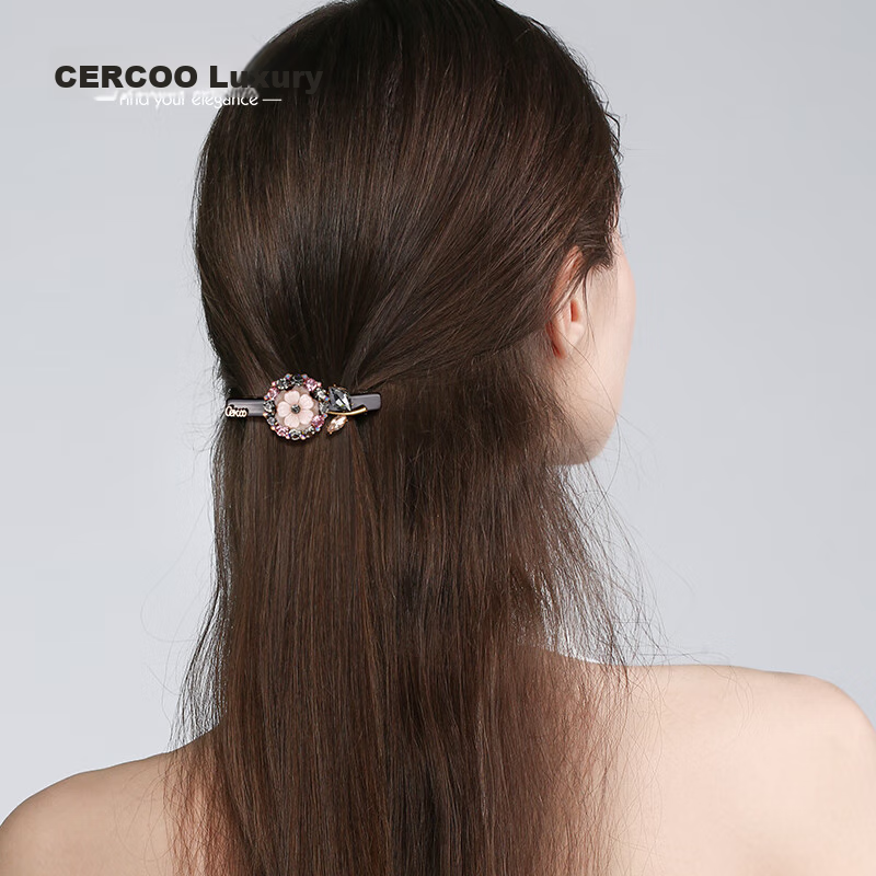 Зажим для волос Cercoo, корейский стиль, элегантный, с розовыми цветами и стразами, для женщин, повседневный, горизонтальный, верхний зажим, подарок для девушки