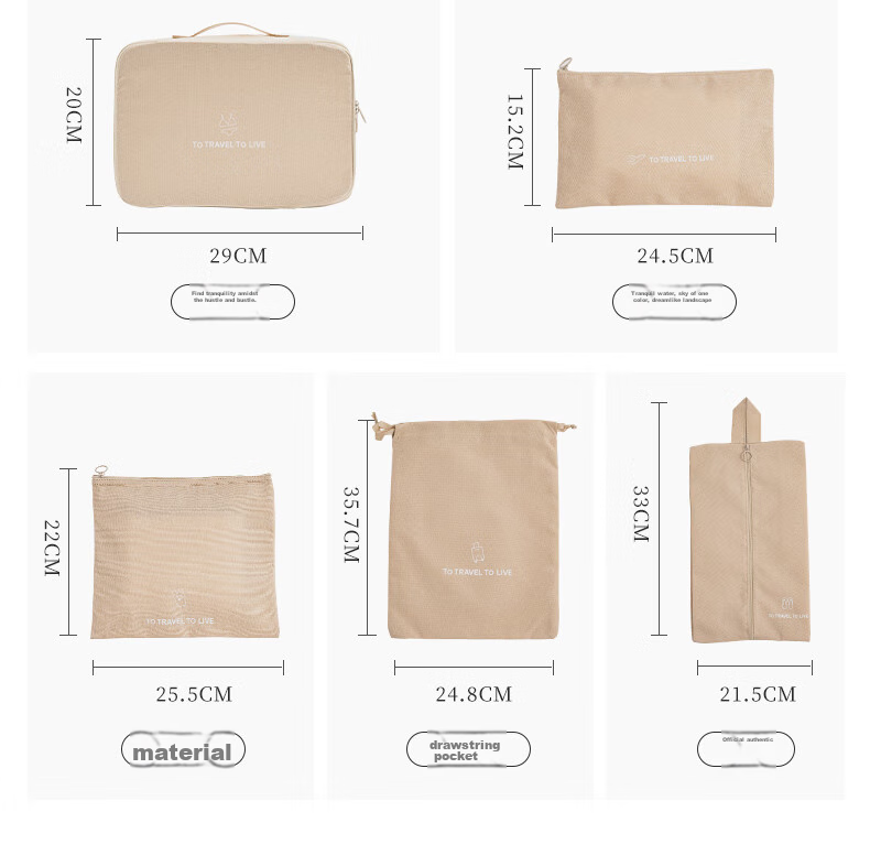 JEKO&JEKO Travel Storage Bags, Clothing Organizer Pouches, Essential for Business Trips, Thickened Suitcase, Cosmetic Storage Bags, 7-Piece Set in Gray 9