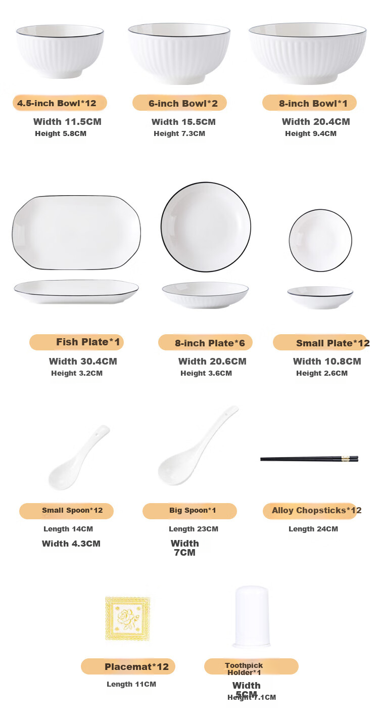 Hechuanwu 24-Piece Underglaze Color Ceramic Dinnerware Set with Vertical Black Lines - Bowls and Plates for Home Use, Housewarming Gift 2