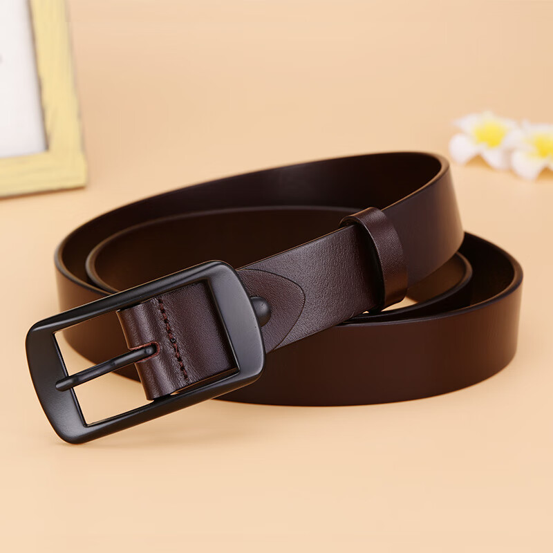 Cattlesboss Women's Leather Belt, Simple And Versatile Cowhide Waistband for Jeans, Casual Fashion Trouser Belt with Gift Box, Present 5293