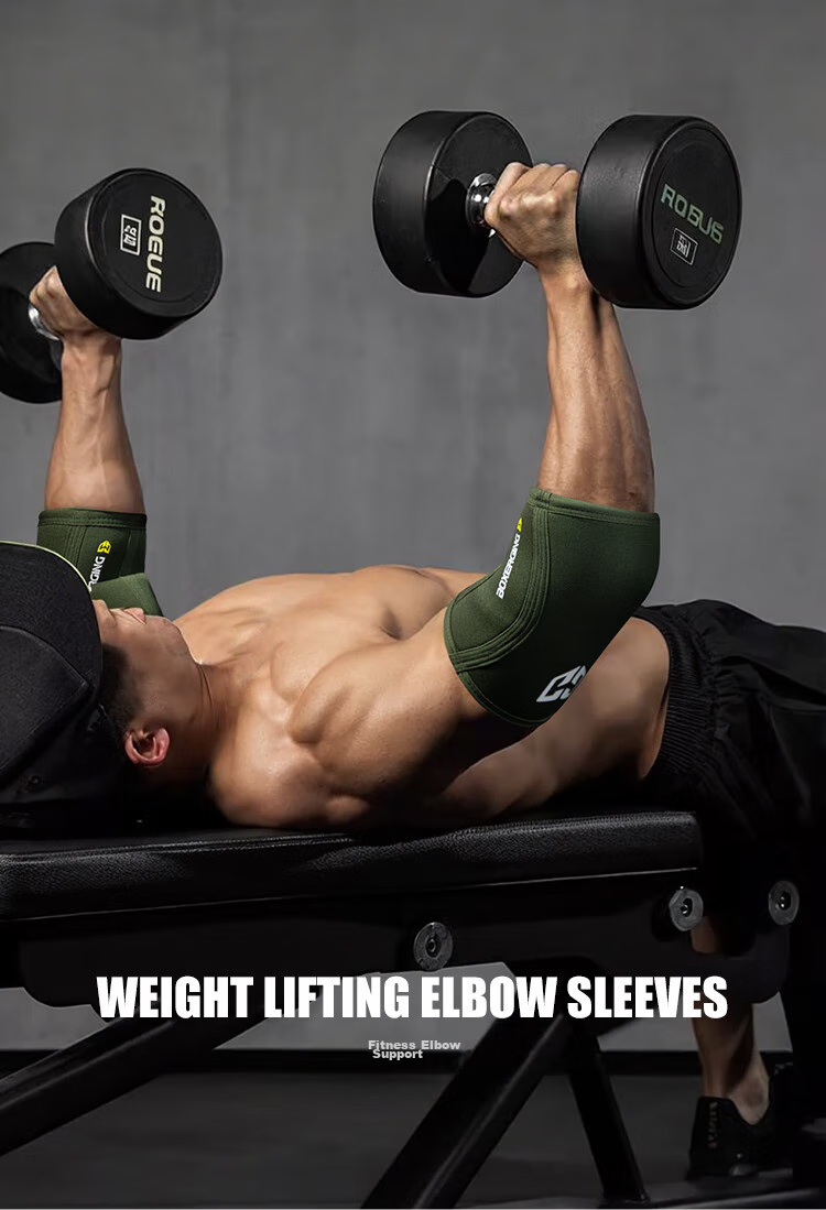 Gingpai Sport Fitness Elbow Pad, Bench Press Strength Training, Professional Equipment for Weightlifters, Specialized Joint Movement, Haque Green, Size L 1