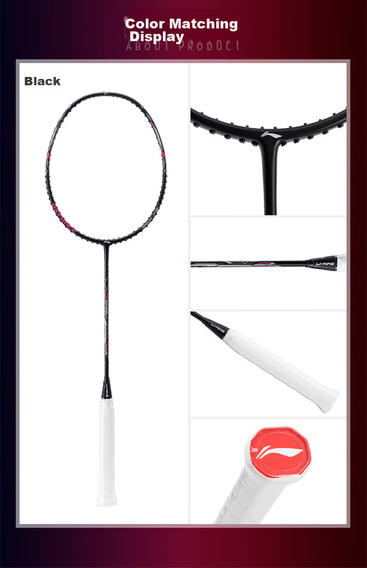 Li-Ning Badminton Racket, New Color Thunder Gun, Deep Dark Green, 4U Unstrung Racket, AYPU039-4 7