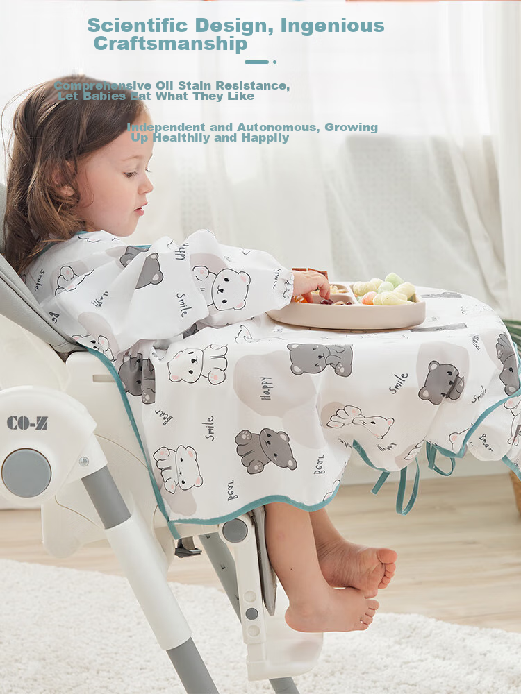 9I9 Baby Dining Cover Chair Set, Waterproof Detachable Infant Anti-Dirt Apron, Long Sleeve Bib A22 7