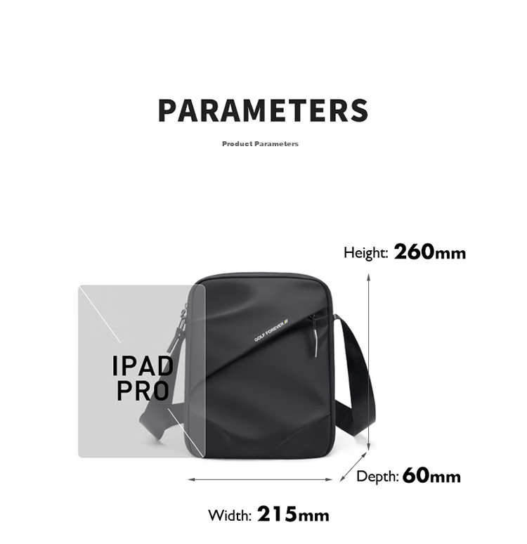 GOLF Shoulder Bag for Men, Trendy Crossbody Bag, IPad Phone Pouch, Water-Resistant Vertical Casual Commuter Small Square Bag for Me 15