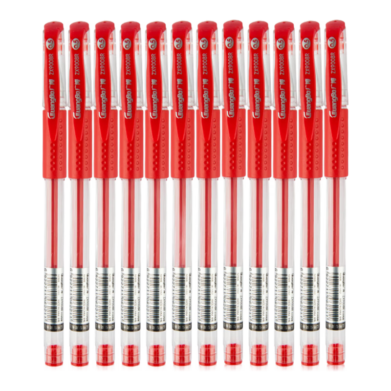 GuangBo Gel Pen Signature Pen 0.5mm Bullet Tip Red Pen Ink Pen Classic Office Supplies Student Pull-Cap Pen Teacher Grading Red Color 12 Pens/Box ZX9008R