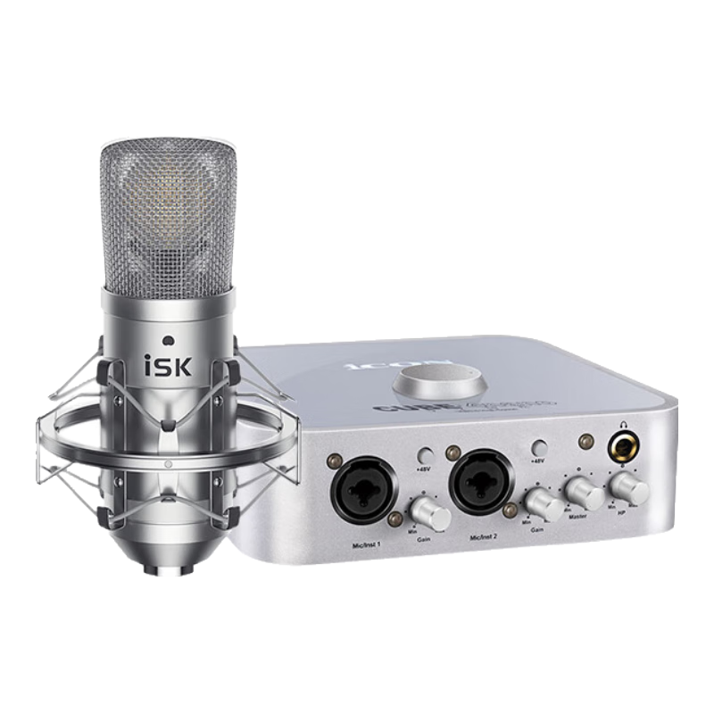 ISK BM-800 Condenser Microphone, Aikun 4nano Sound Card Kit, Mobile Phone Live Streaming, Computer Douyin Universal Host Singing, Quanmin Karaoke Recording Live Broadcast Equipment Complete Set Microphone