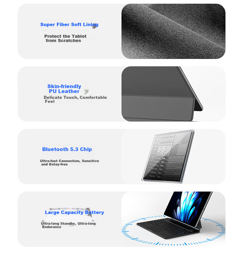 COOLSTART Keyboard Case for VIVO Pad5/3Pro/iQOO Pad5/2Pro Smart Touch Control 13-Inch Tablet, Magnetic Floating Bluetooth Integrated Protective Cover, Black 4