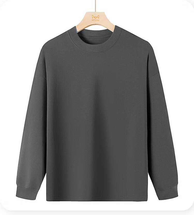 MiiOW Sweatshirt for Men, Round Neck Long Sleeve T-Shirt, Trendy Versatile Base Layer, Autumn Sports Menswear Jacket, Medium Gray, XL 14