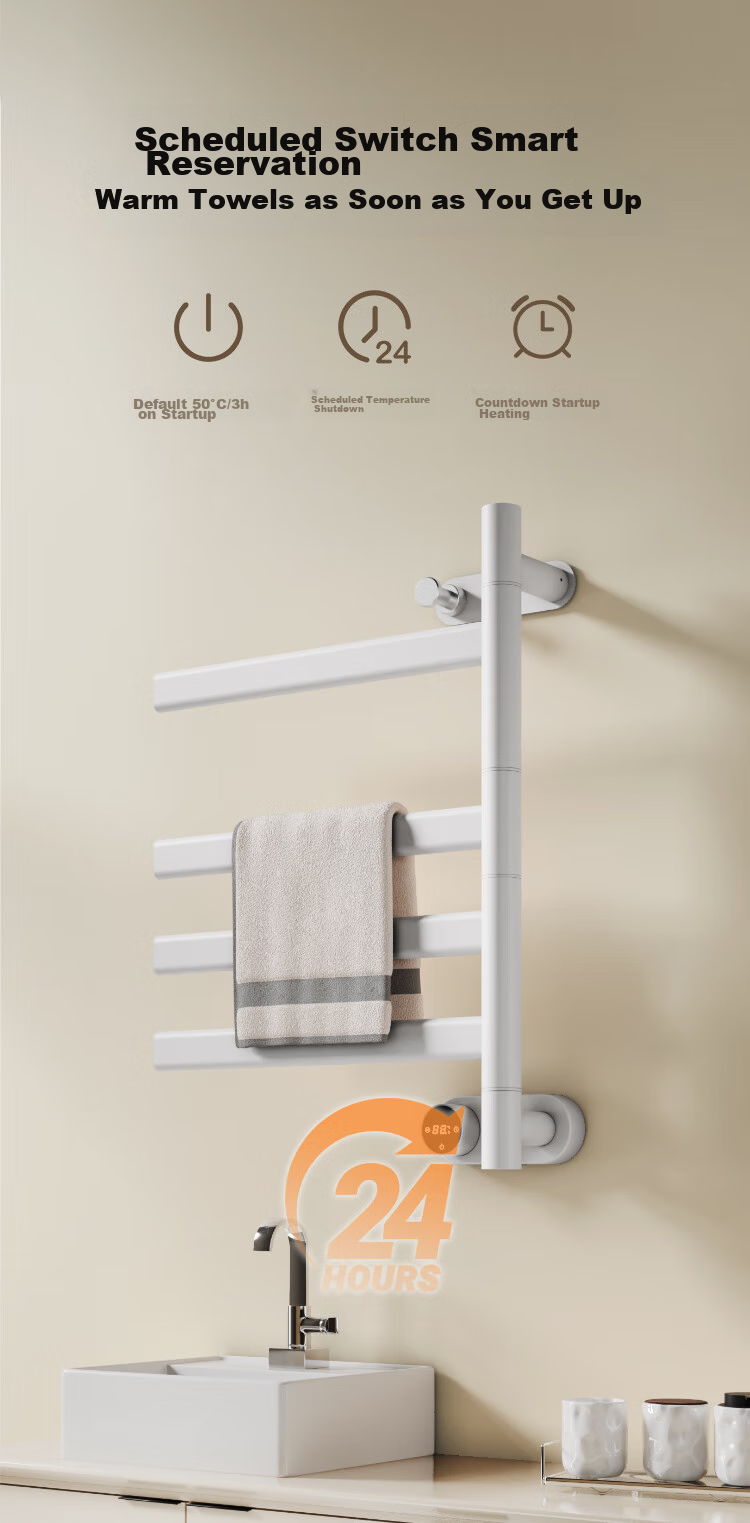 JD Original Warm Wing Electric Towel Rack, Towel Drying Rack, Bathroom Carbon Fiber Heating Pack, Installation, Soft Mist White 16
