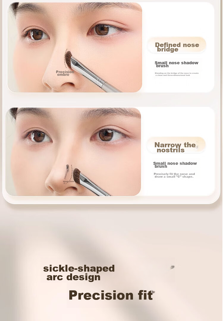 Goood Sickle-Shaped Angled Nose Shadow Brush, 2-Pack Professional Contouring Brush, Side Light Highlighter Angled Makeup Brush 3