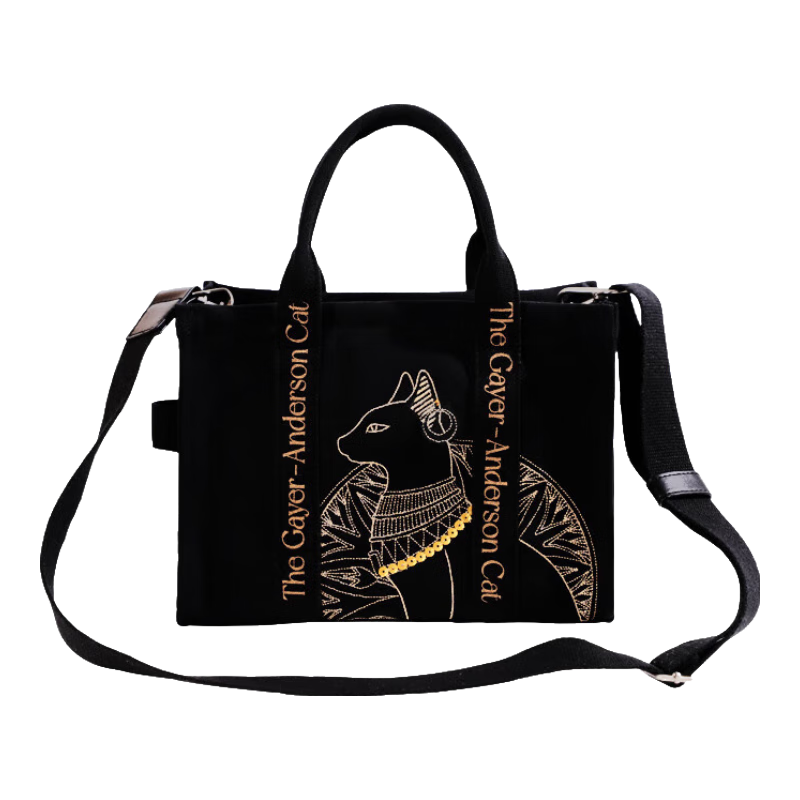 Dayingbowuguan Egyptian Gaia Anderson Cat Embroidered Handbag Crossbody Canvas Bag, Birthday Gift for Wome