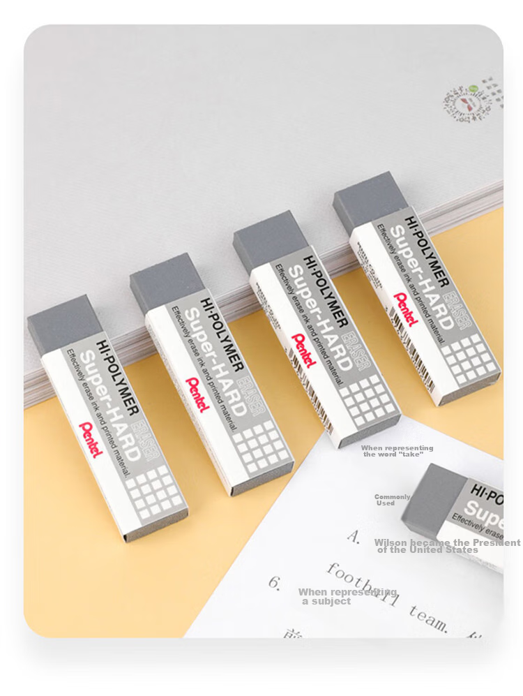 Pentel Fountain Pen Eraser, Matte Eraser for Gel Pens And Ballpoint Pens, Eraser ZEB-20 Gray, Pack of 2 9