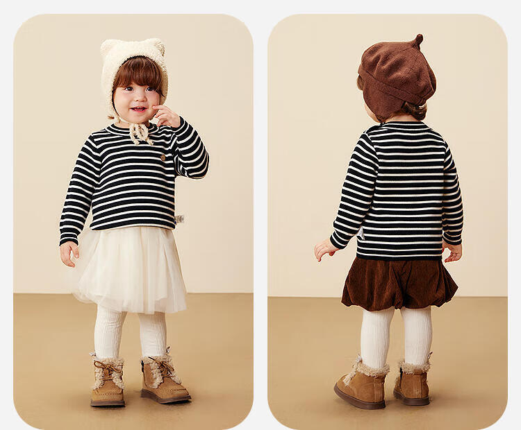 Minibala Girls Baby Half Turtleneck Soft Sweater Base Shirt Skin-friendly Warm Sweet 2025 Winter 3
