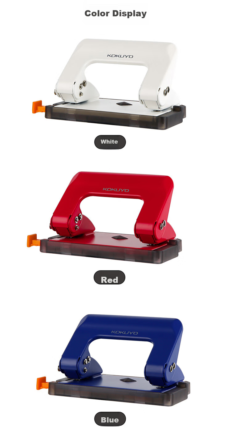 KOKUYO Imported Two-Hole Punch, Document Binding Hole Puncher (With Ruler), 6mm Hole Diameter, White, 1 Piece, PN-G17W3C Digital All-Net Low Price, Smooth-Punching Loose-Leaf Office Use 6