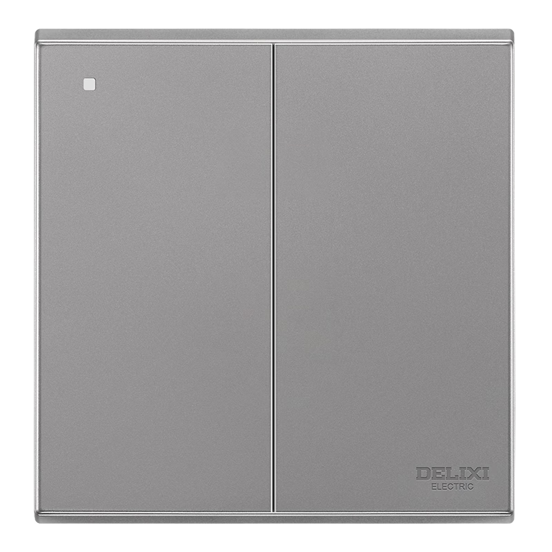 DELIXI CD229 86-Type Double Single-Control Switch Panel Starry Gray Large Plate