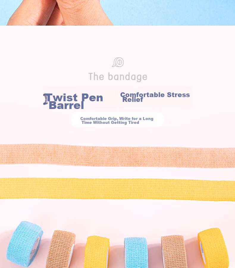 Deli Student Writing Finger Protector Bandage, Odorless Anti-Friction Anti-Callus Self-Adhesive Elastic Bandage, Finger Joint Protector Sleeve 25mm*4m, 3 Rolls Mixed Colors 30602 12