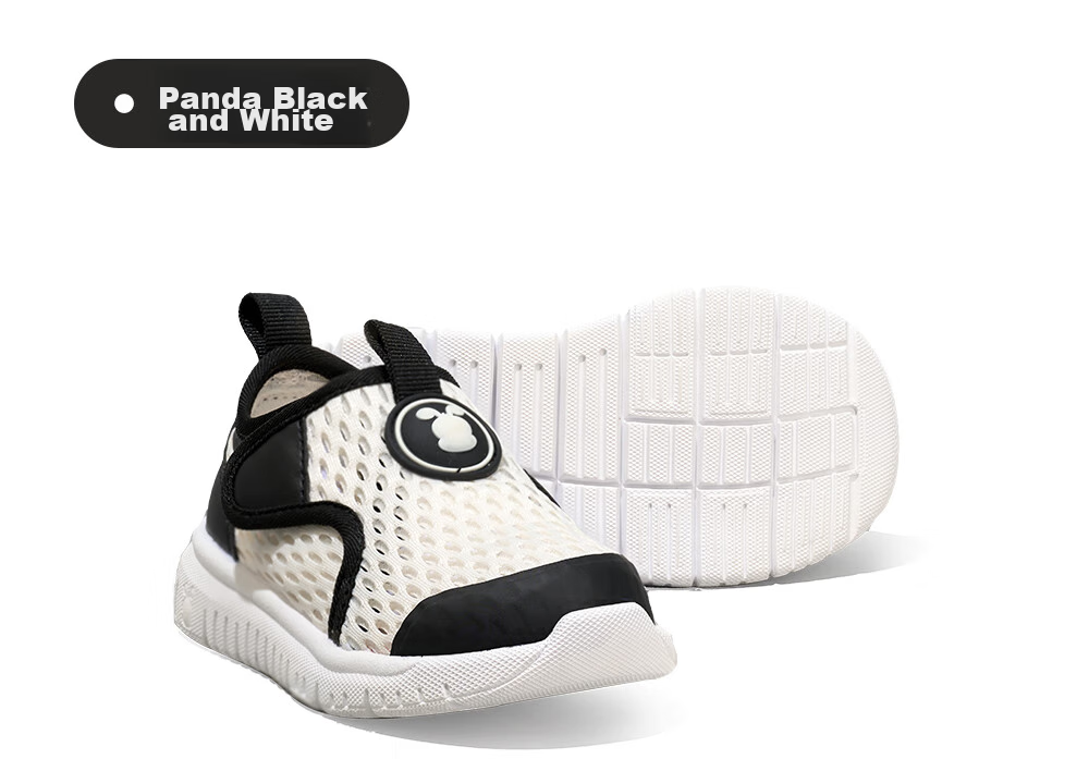 BOBDOG Children's Shoes, Baby Walking Shoes, Indoor Shoes, Summer Breathable Mesh, Soft Sole, Boys And Girls Sandals, Panda Black And White, Size 30 22