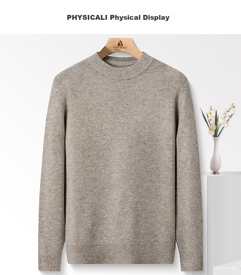 FIRS 100% Wool Sweater for Men [Thickened Version], Winter Warm Round Neck Pullover Knit Base Layer, Men's Clothing 10