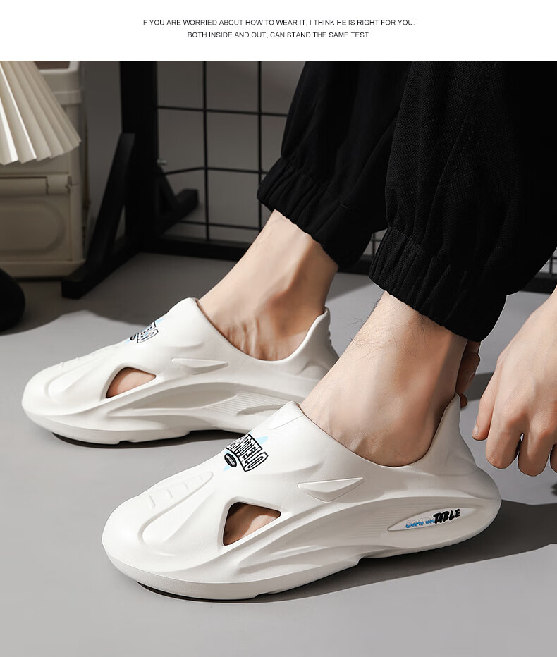 CARTELO Men's Perforated Sandals, Summer Slippers, Slip-On Beach Shoes, Casual Slides, Model 1481, White, Size 40 3