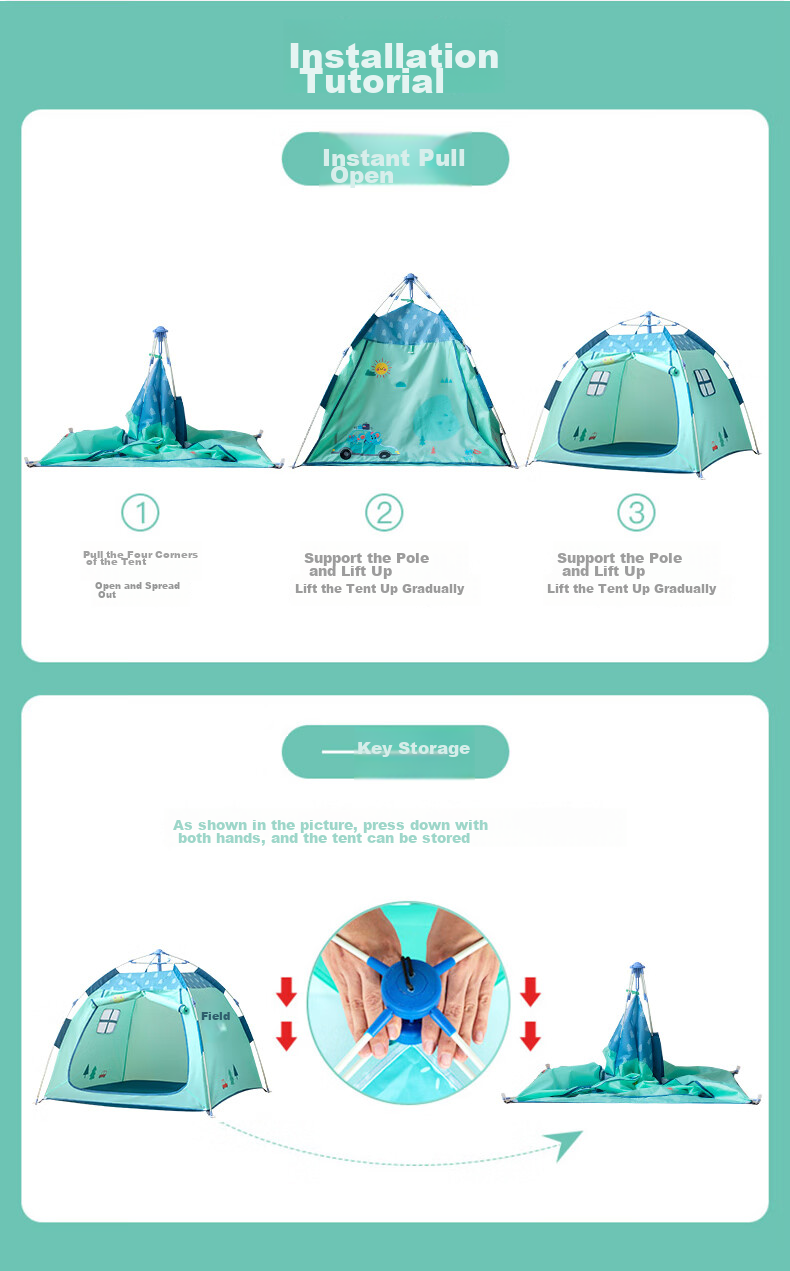 Little Dove Children's Tent Indoor Playhouse/outdoor Portable Foldable No-Installation Castle, Little Rabbit Party (Mat Not Included) 11
