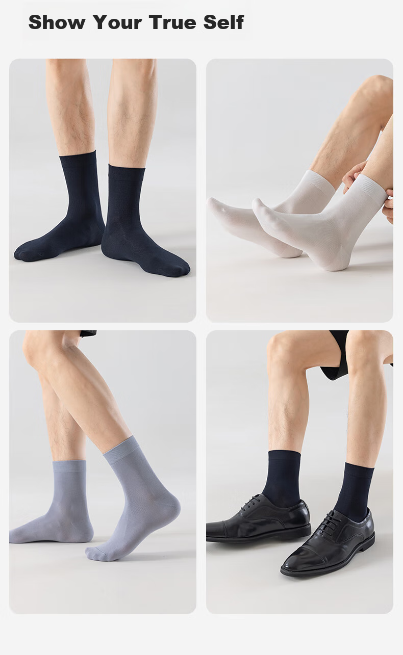 THREEGUN [Jian Series] Modal Men's Socks, 10A Antibacterial, Odor-Resistant, Wear-Resistant Socks, Mid-Calf Length, Smooth And Sweat-Absorbing 21