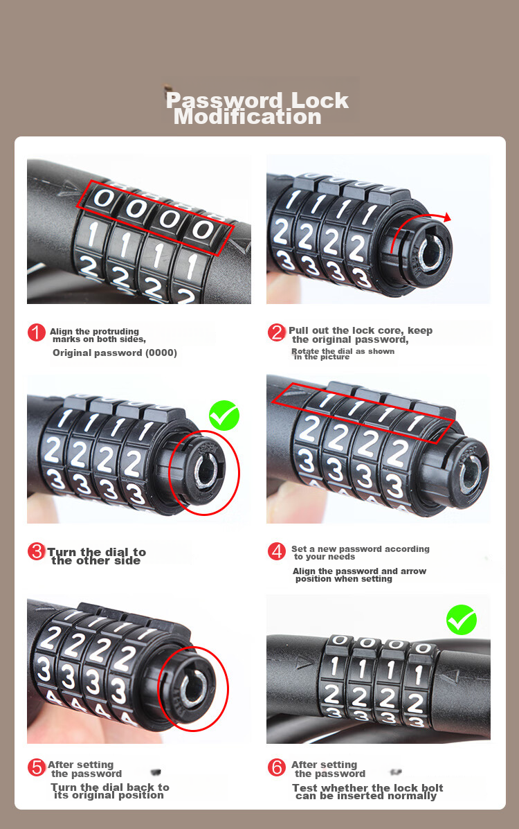 JD Original [120cm Extended Anti-Theft] Bicycle Lock with Four-Digit Combination, Electric Scooter Anti-Theft Bike Lock 5