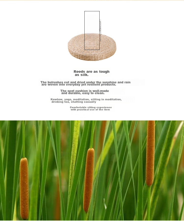 TaTanice Meditation Cushion, Handmade Thickened Round Zazen Mat, Floor Tatami Seat Pad, 40*40*5cm 2
