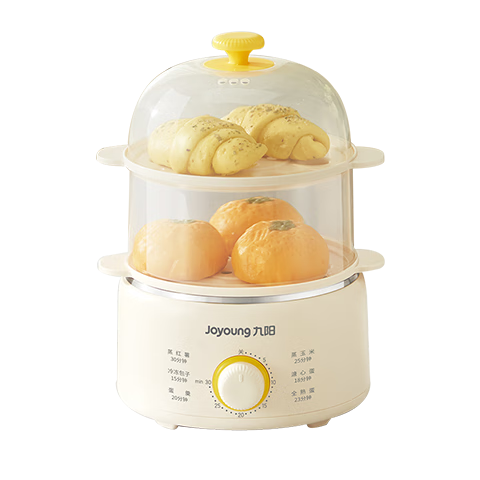 Joyoung Egg Cooker, Single And Double Layer, Home Use, High Temperature Auto-Off, Mini Breakfast Steamer, Egg Stove, Portable Electric Steamer, Egg Cooking Wonder GE310B