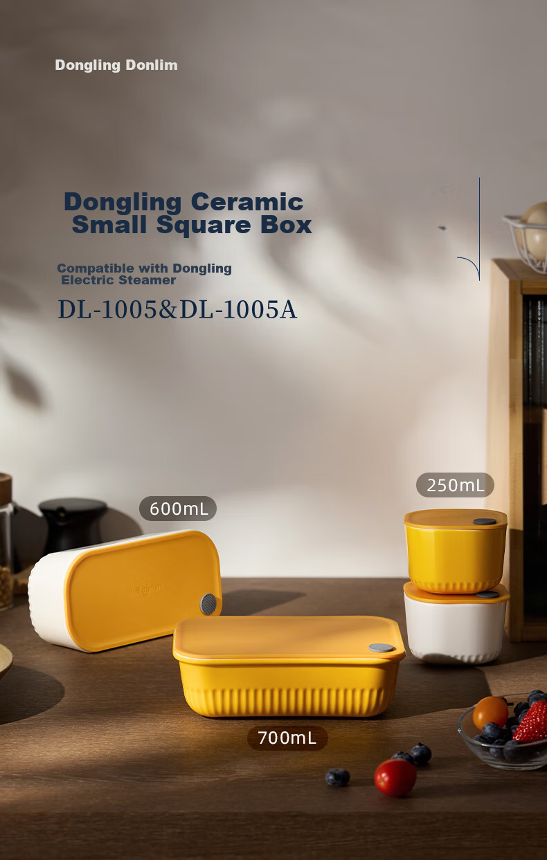 Donlim Electric Steamer DL-1005, Multi-Functional Pot for Home Use, Ceramic Steaming And Stewing Pot, Square Container Accessory, 250ML*2 1