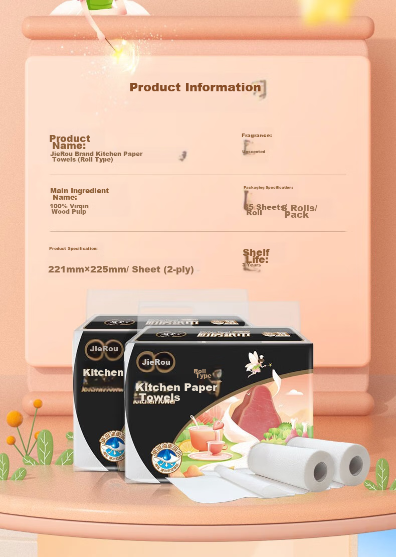C&S Kitchen Roll Paper, 75 Sheets, 160g*8 Rolls, Back-To Cleaning, Absorbent, Oil-Absorbing, Thickened Double-Layer Disposable Kitchen Paper 4