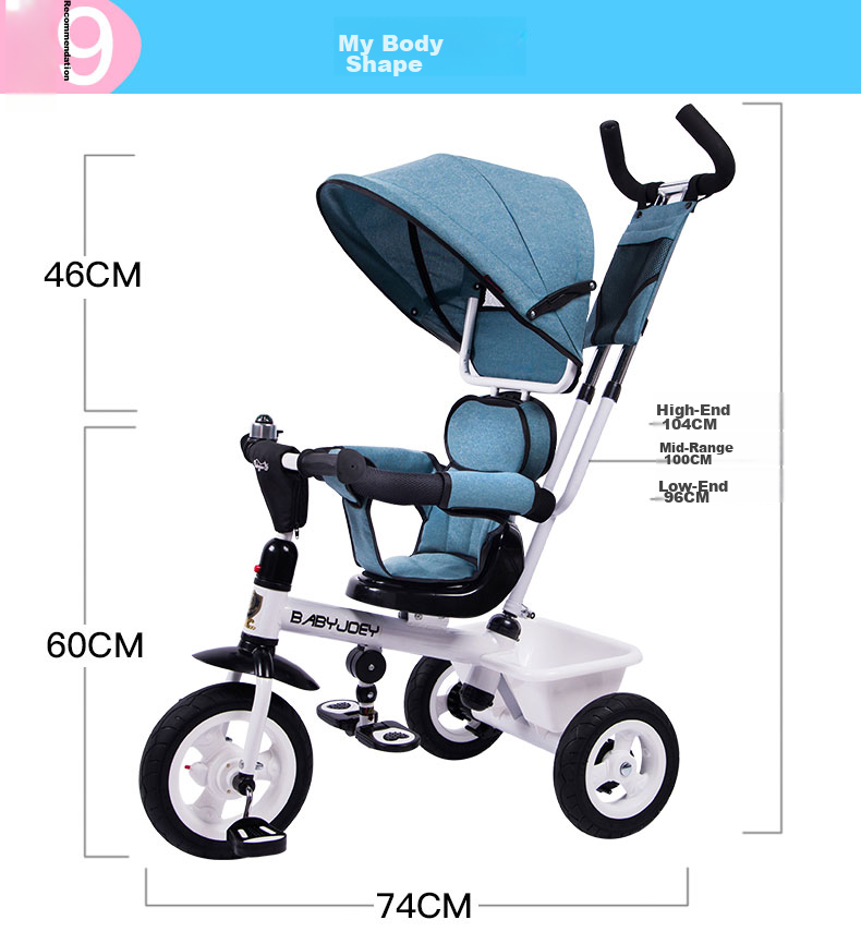 BABYJOEY Children's Tricycle Pedal Bike Stroller for Ages 1-3 Baby Bicycle Kids' Bike, Fairy Blue Baby Gift 9
