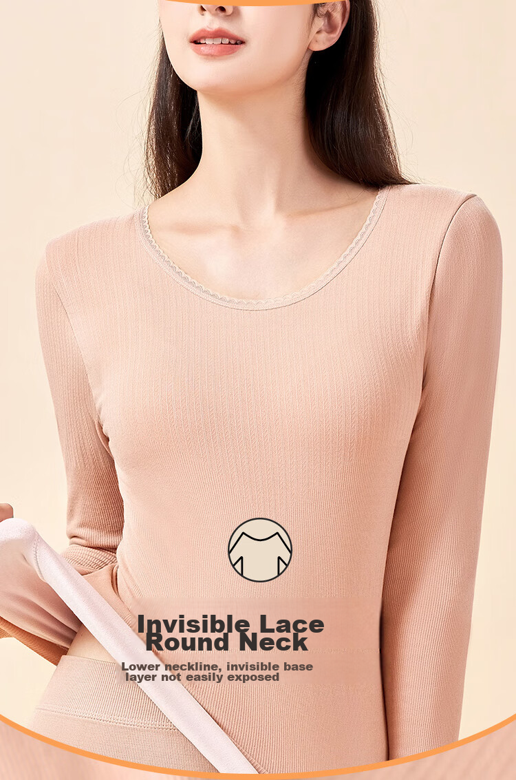 LangSha Thermal Underwear Women's Set, Thickened And Fleece-Lined Base Layer, Slim-Fit Body-Shaping Autumn Top And Pants, Double-Layer Cold-Proof for Autumn And Winter 10