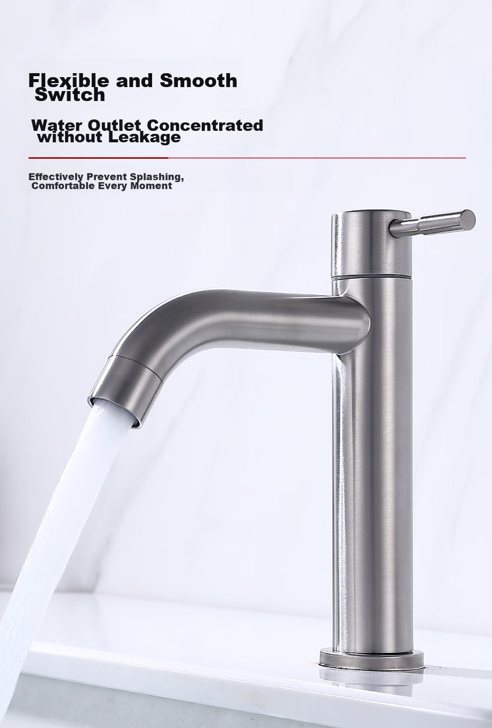 CVBAB Basin Faucet Single Cold, Bathroom Sink Faucet, Washbasin Faucet, Face Basin Faucet, 304 Stainless Steel CV1508N 3