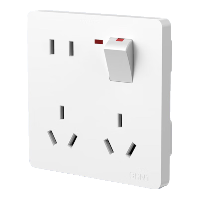 CHNT Switch Socket Wall Panel, Household 86-Type Panel, Single Switch Control, Eight-Hole Switch, White, NEG6-C43960
