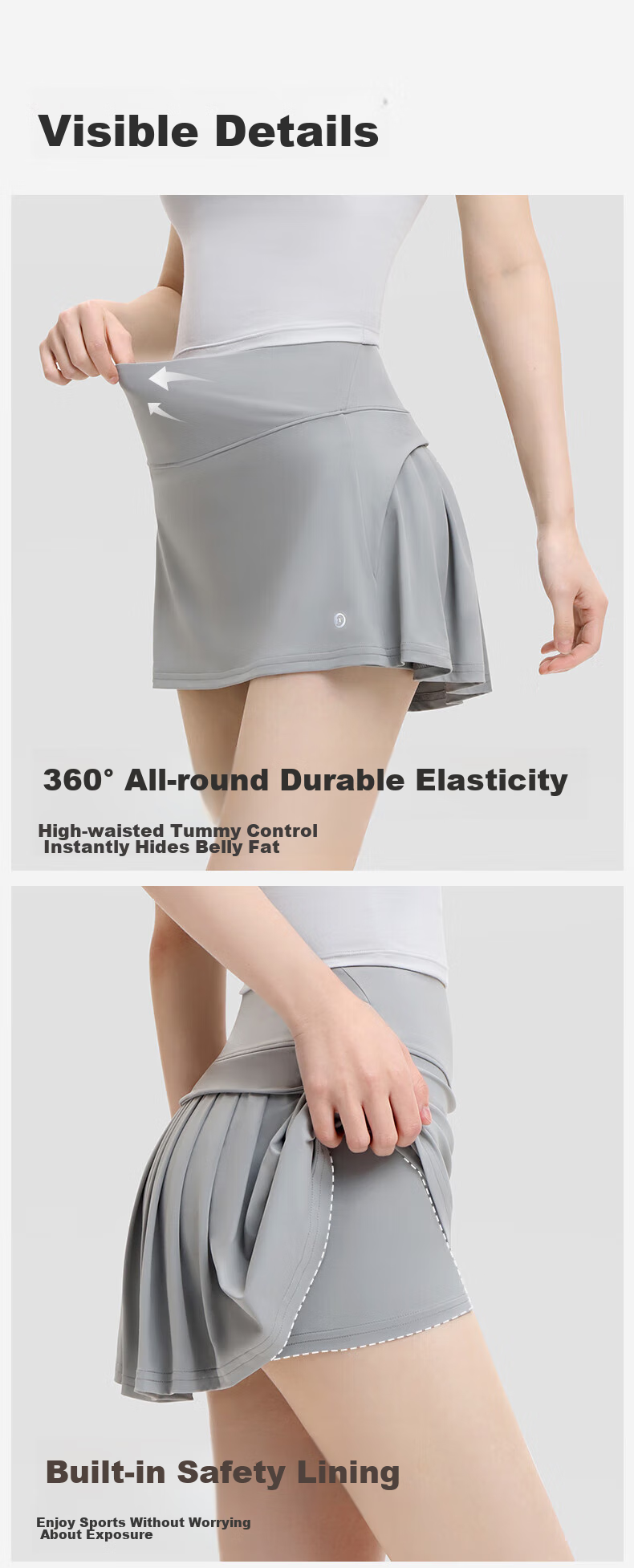 KAZUKOIN High-Waisted Skirt for Women, Spring And Autumn Outdoor Sports Fitness Yoga City Light Outdoor A-Line Pleated Skirt 4