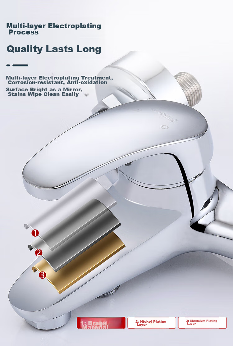 Larsd Shower Faucet Mixer Valve Set, Bathroom Cold And Hot Three-Way Shower Switch, Bathtub Mixer Faucet LD10203 18