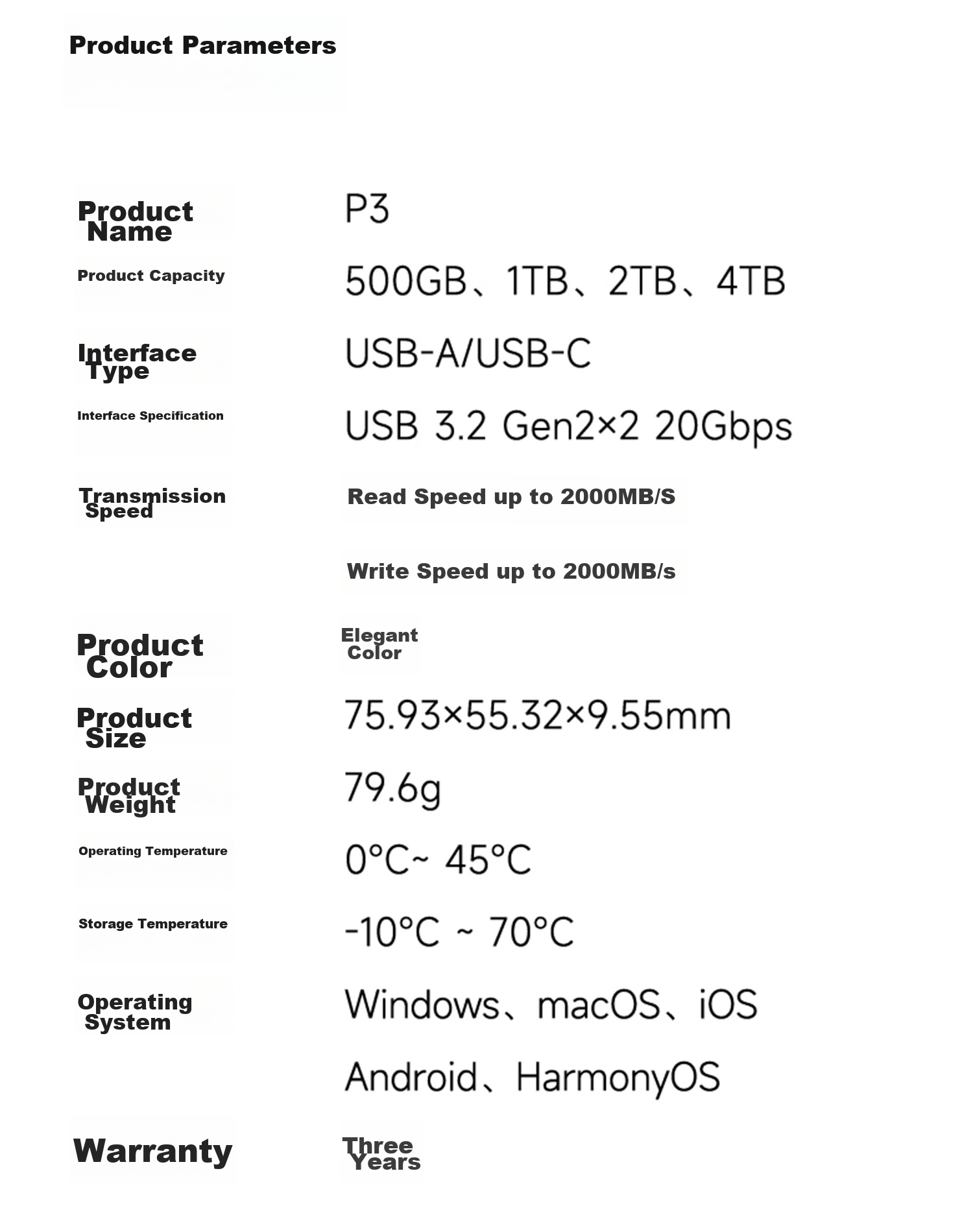 Aigo 1TB Portable Solid State Drive (PSSD), P3 Type-C USB3.2 Read/Write Speed 2000MB/s, Direct Connection to Phone And Computer, Supports Ai Local Deployment 30